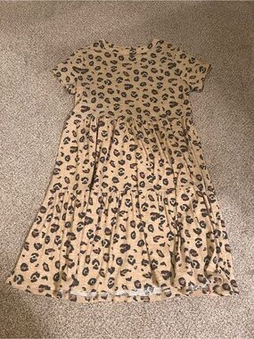 Jessica Simpson Girls Leopard Tiered Dress - Tan & Black